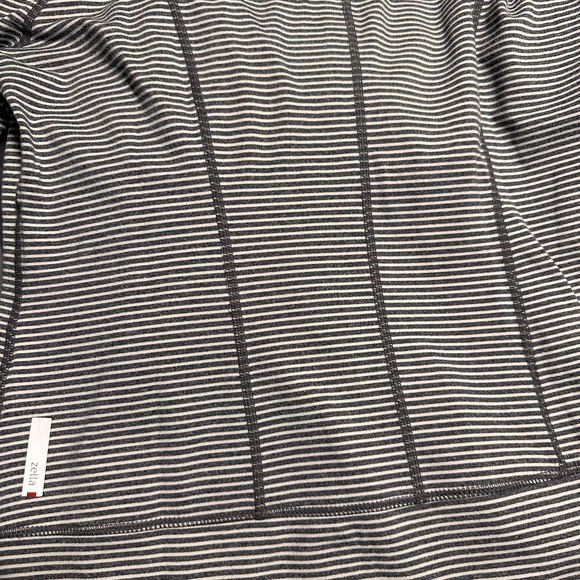 Zella Hooded Grey/White Stripe/Neon Green Zip, Zip up Jacket*2 Way Zipper size M - Picture 5 of 7